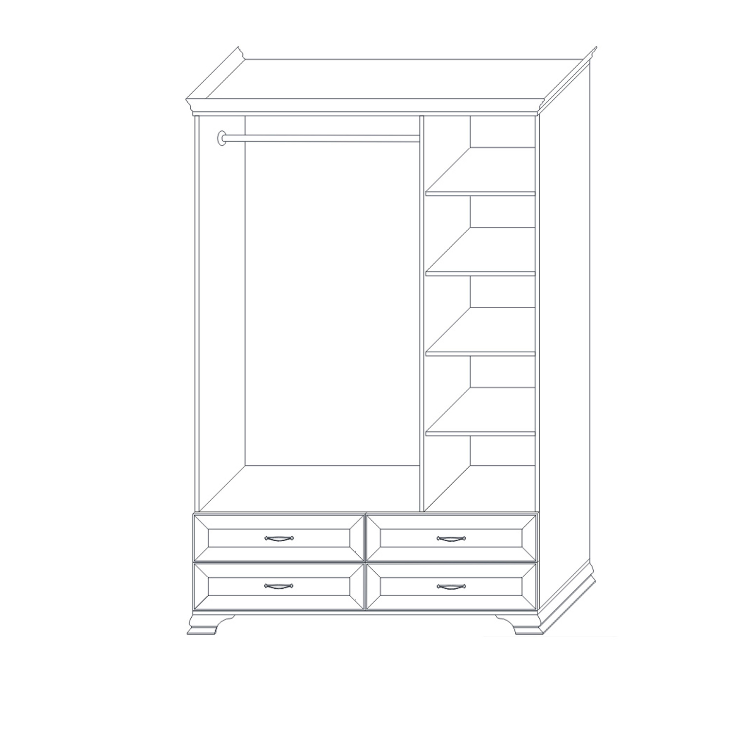 Шкаф распашной трехдверный с зеркалами Сиена